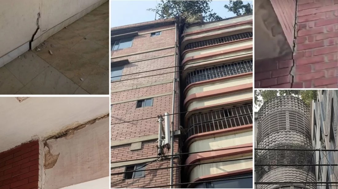 ভূমিকম্পে রাজধানীর বেশ কয়েকটি ভবন হেলে পড়েছে, দেখা দিয়েছে ফাটল